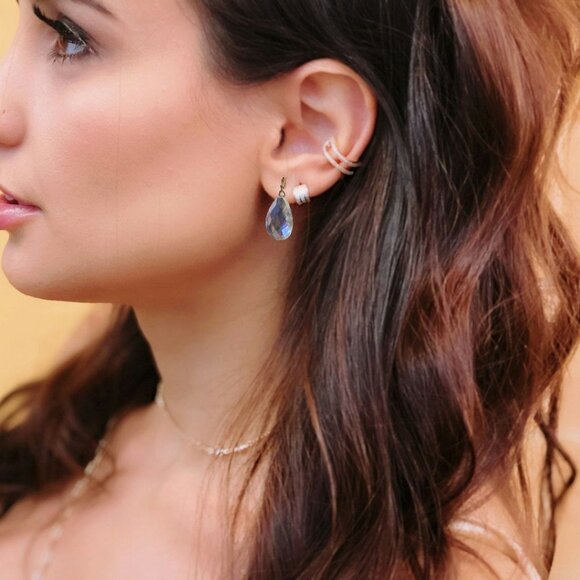 Vintage Joan Crawford Classic Collection Prism Pear Shaped Earrings, 1.5" Long - Picture 3 of 7